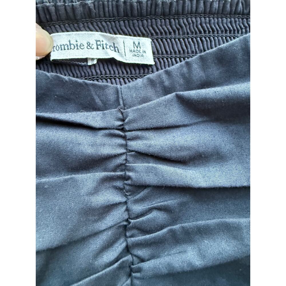 Abercrombie & Fitch Ruched Sweetheart Top Black Size M Puff Sleeve Cropped 464 - Picture 4 of 5